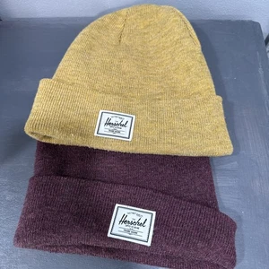 Herschel Supply Company Co Abbott Rib Knit Beanie Burgandy Gold One Size Caps - Picture 1 of 8