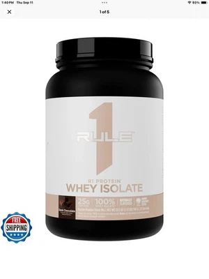Rule 1 Naturally Flavored R1 Protein Whey Isolate Dark Chocolate 1.72lbs 8/2027 - Imagem 1 de 2