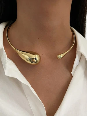 Grueso Gota de Agua Colgante Collar Irregular Punk Gótico Declaración Mujeres Joyería Foto 1 de 4