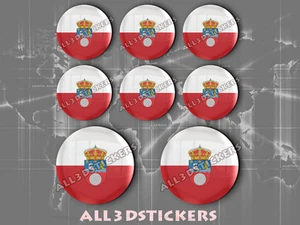 8 x Pegatinas Redondas 3D Relieve Bandera Cantabria - Todas las Banderas - Picture 1 of 1