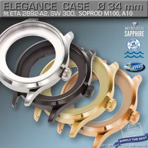ESTUCHE RELOJ ELEGANCIA Ø 34mm, ETA 2892-A2, SW 300, M100, A10, ST, BL, DORADO, R-ORO - Imagen 1 de 14