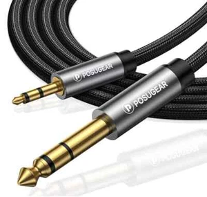 POSUGEAR 3.5mm to 6.35mm Audio Cable, Gold-Plated TRS to TS, Nylon Braided 2M - Picture 1 of 8