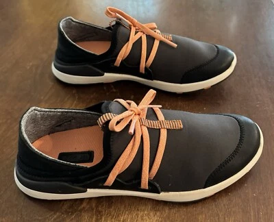 OluKai MIKILI Slip On SNEAKERS in Stone Gray/Black/Peach/White - WOMEN’S 6.5 US - Image 1 of 4