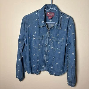 Denim & Supply womens denim jacket size medium petite floral embroidery pattern - Picture 1 of 5