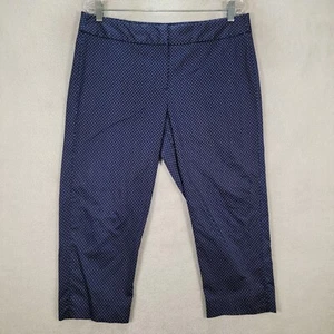 Talbots Women Pants Size 14P Navy Blue Polka Dot Stretch Mid Rise Signature Crop - Picture 1 of 16