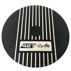 Chevy 427 Big Block 14" Round Black Air Cleaner Kit - Engraved Logo, Ansen USA - Picture 1 of 7