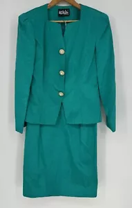 Traje Falda Metálica Años 80 Úrsula de Suiza Verde Azulado Carrera Formal Mujer’s Talla 8 - Imagen 1 de 18