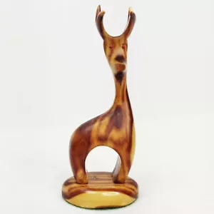 Figura de ciervo de madera de hierro vintage de la década de 1960 de mediados de siglo moderna joya estilística ojos a mano - Imagen 1 de 9