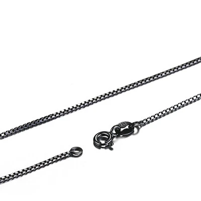 Collar de cadena de caja de plata de ley 925 para hombre y mujer de 16"-24" Foto 1 de 4