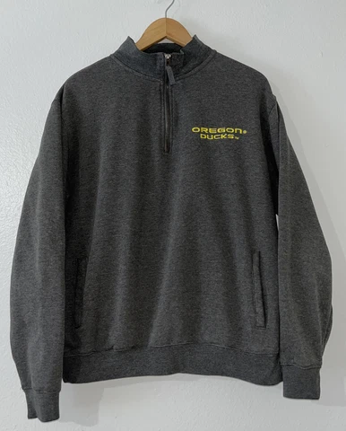 Oregon Ducks 1/4 Zip Pullover Sweatshirt Pockets Men's Large Cover