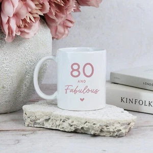 Printed Coffee Mug 80 & Fabulous Ceramic Tea Cup 80th Milestone Birthday Gift - Picture 1 of 1