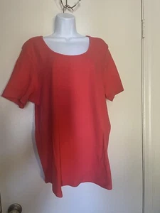 AVENUE Damenpullover Stretch rot/orange Kurzarm Rundhalsausschnitt T-Shirt Gr. 18/20 - Bild 1 von 5
