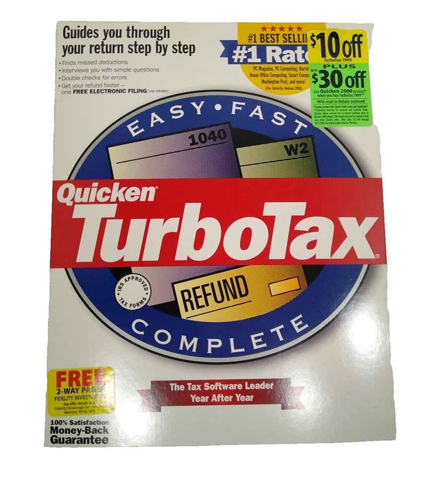 Quicken Turbo Tax Tax Software 1999, for Windows 98/95/nt4.0 - Image 1 of 4