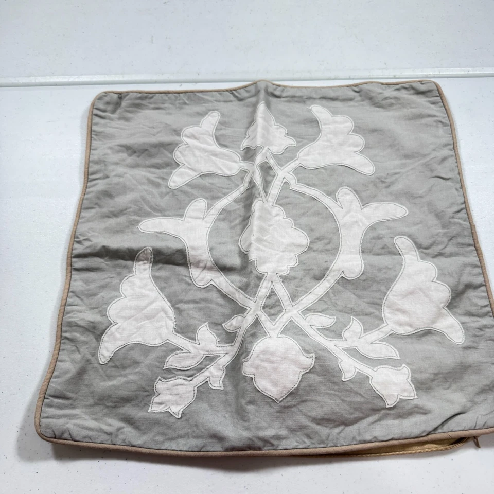 barbara barry sham euro gris floral mezcla lino cremallera moderna Foto 1 de 4