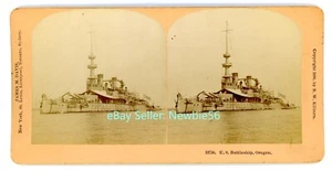 Marina/Militar - ACORAZADO USS OREGON AT SEA - 1898 Kilburn Stereoview - Imagen 1 de 2
