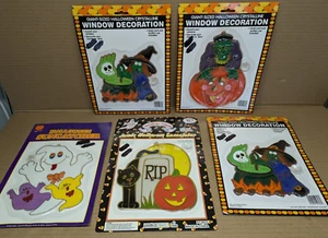 Lot Of 5 Vintage Halloween Suncatcher Window Decorations Acrylic Frankenstein - Picture 1 of 6