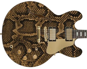 Piel de guitarra hacha re-recubrimiento vinilo Ashbury anaconda dorado piel de serpiente 1054 B - Imagen 1 de 56