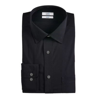Croft & Barrow Men's NO IRON - STRETCH FABRIC Black Dress Shirt - 20 34/35B BIG - Image 1 of 3