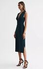 REISS JAYLA FITTED WRAP DESIGN MIDI DRESS IN TEAL