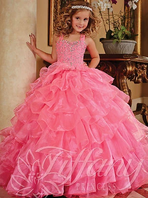 Pink Flower Girl Dress Beading Girl Pageant Party Prom Ball Gown Size 6 8 10 12 - Image 1 of 4