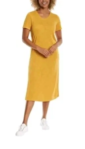 Jessica Simpson Women Mustard Short Sleeve Midi T-shirt Dress With Slits XXL - Picture 1 of 6