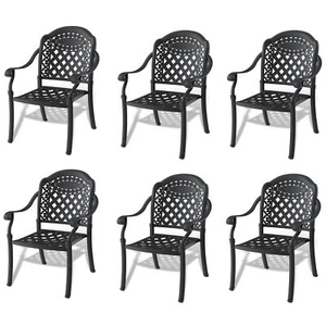 Set of 6 Outdoor Dining Chairs Cast Aluminum Patio Chairs For Backyard Poolside - Picture 1 of 9
