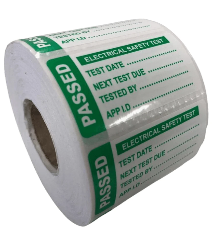 638 LABELS 1,000 - PAT Test Labels - 50 x 25mm - Tough Non-Tear Polypropylene Labels a roll