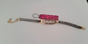 BETSEY JOHNSON INLAY SAPPHIRE CRYSTAL BRACELET 8" - Foto 1 di 1