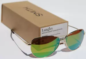 SMITH OPTICS Langley POLARIZED Sunglasses Gold/Green Mirror Aviator NEW $209 - Picture 1 of 10