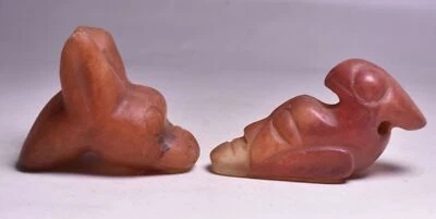 6.5CM Hongshan Culture Red Crystal Fengshui Double Beast Face Amulet Pendant - Image 1 of 4