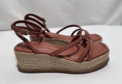 Antonio Melani Women Sandals Platform 7.5M Shoes Leather Ankle Strap Brown $130 - Image 1 of 4