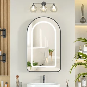 LED Bathroom Mirror Cabinet with 3 LED Lights Modern Cabinet w/Storage 27x16.5in - Picture 1 of 10