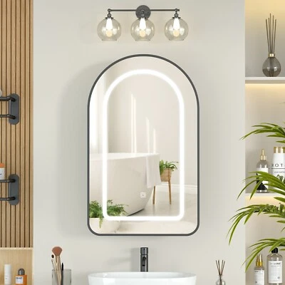 LED Bathroom Mirror Cabinet with 3 LED Lights Modern Cabinet w/Storage 27x16.5in - Image 1 of 4