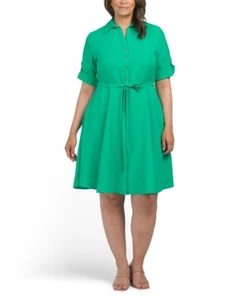 Sharagano Women's Button Front Pleated Shirt Casual Dress Size 22W - Picture 1 of 10