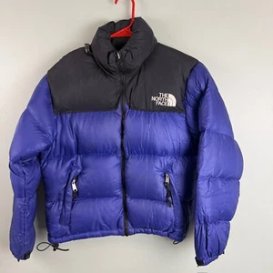 The North Face 700 Goose Down Fill Puffer Nuptse Jacket Purple Black Mens XS - Picture 1 of 13