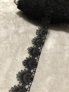 3cm Black Flower Edged Venise Lace Trim Sewing DIY Dress Wedding Per Meter