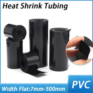 PVC Heat Shrink Tubing Wrap RC Battery Pack Black 7mm-500mm Wide LiPO NiMH NiCd - Picture 1 of 8