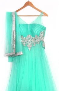 INDIAN PAKISTANI PARTYWEAR ETHNIC DESIGNER BOLLYWOOD ANARKALI SALWAR KAMEEZ SARI - Picture 1 of 9