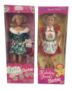 Lot of 2 Barbie Special Edition Holiday Treats & Festive Season (1997) - Picture 1 of 4
