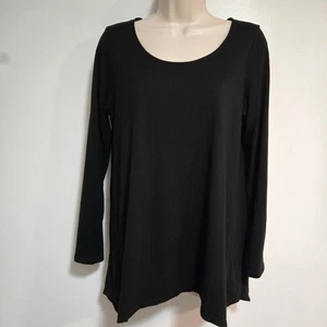 Pure J. Jill Size S Inky Black Cotton Blend Dipped Hem Stretch Knit A-Line Tunic - Picture 1 of 6