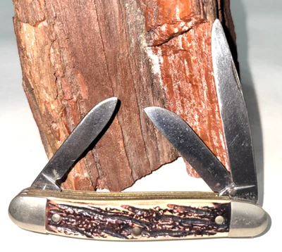 Navaja de Bolsillo De Colección Colonial Prov EE. UU. 3 3/8" 3 Hojas Mango Planificado Foto 1 de 4