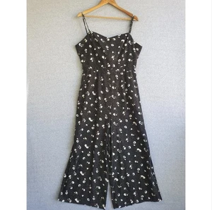 Dotti Jumpsuit Sz 16 Black Floral Strappy Linen Blend Back Cut Out Summer Spring - Picture 1 of 11