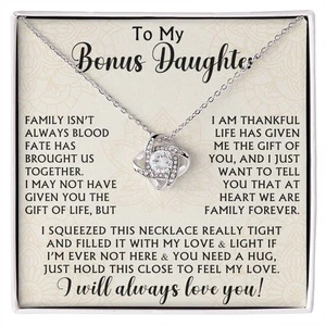 Bonus Tochter Liebe Knoten Halskette Stieftochter Geschenk Familie Bindung gemischter Schmuck - Bild 1 von 9
