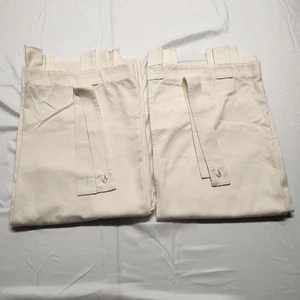 Woolrich Curtain Panel Set Of Two Cream Beige Tab Thick Cotton Minimalist 78x54 - Picture 1 of 7