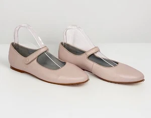 Zapato Mary Jane Rosa Pálido Cuero Plano Botón Rubor Y2K Minimalista Oficina 39/8 - Imagen 1 de 16