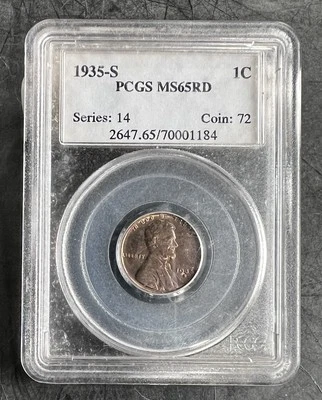 1935 S Lincoln Wheat Cent 1c PCGS MS65RD San Francisco Red Cent - Image 1 of 4