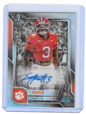 TJ Parker Clemson 2025 Bowman U University 1st Chrome Refractor AUTO 213/299 - Image 1 of 2