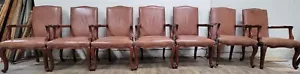Hickory Chair Co Carved Wood and Leather Louis XV Style Bergere Armchairs - Picture 1 of 9