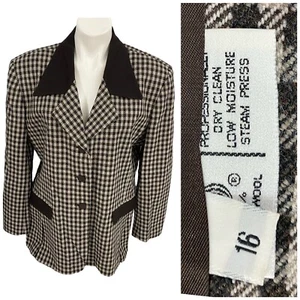 Blazer Evan Picone Mujer 16 Marrón Cuadros De Colección Lana Trabajo Oficina Informal Ecuestre - Imagen 1 de 22