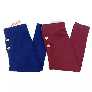 Cat & Jack Baby Boy Size 12M Pull-On Pants Legging Ribbed 2 Pack Blue/Maroon - Picture 1 of 12